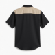 Men's Circa Button Shirt Black & Beige Short Sleeve 100% Silk