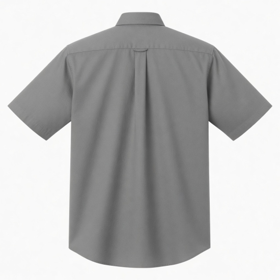 Men's Button Down Shirt 100% Cotton Solid Gray Short Sleeve