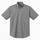 Men's Button Down Shirt 100% Cotton Solid Gray Short Sleeve
