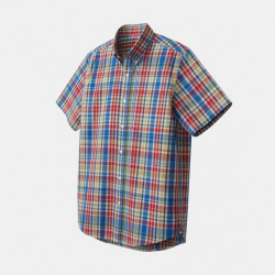 Men's Short Sleeve Shirt Check Buttons Multicoloured