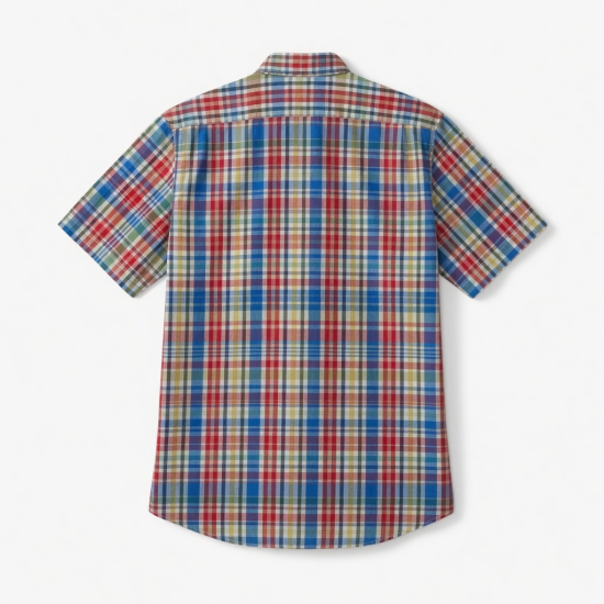 Men's Short Sleeve Shirt Check Buttons Multicoloured