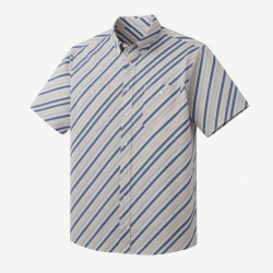 Men's Shirt Short Sleeve Button Down Casual Diagonal Stripes