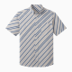 Men's Shirt Short Sleeve Button Down Casual Diagonal Stripes