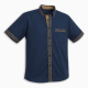 Men's Fashion Button Down Short Sleeve Shirt Navy/Gold
