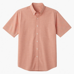 Men's Salmon Gingham Short Sleeve Button-Up Shirt Classic Fit