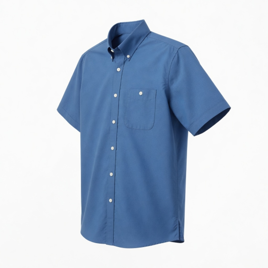 Men's Every Day Short Sleeve Collared Shirt Blue Button Up
