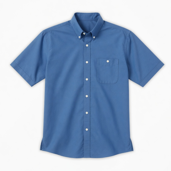 Men's Every Day Short Sleeve Collared Shirt Blue Button Up
