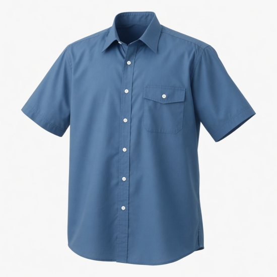 Men's Shirt, Blue, Short Sleeve, Button Up