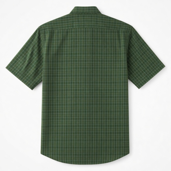 Men's Green Plaid Short Sleeve Button Down Shirt