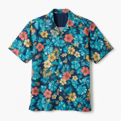 Men's Short Sleeve Button Down Hawaiian Shirts Cotton Blend