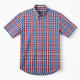 Men's Short Sleeve Plaid Shirt Cotton Multi Color Red/Blue
