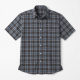 Men's Short Sleeve Plaid Shirt Cotton-Polyester DK Gray