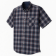 Men's Short Sleeve Plaid Shirt Cotton-Polyester DK Navy