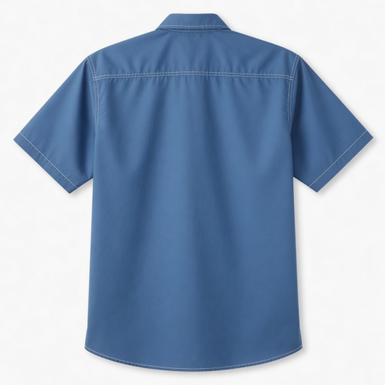 Men's Short Sleeve Shirt, Worker Blue Pop Stitch