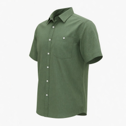 Men's Short Sleeve Woven Shirt, Green (6517)