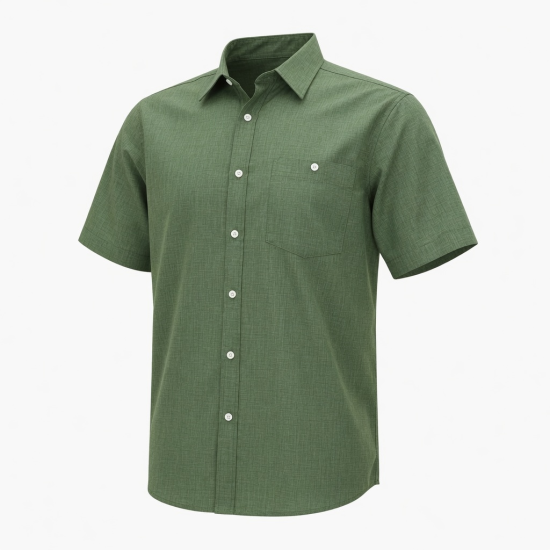 Men's Short Sleeve Woven Shirt, Green (6517)