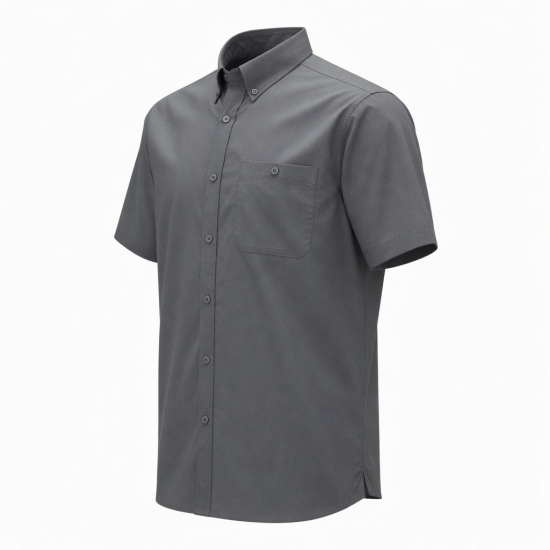 Men's Short Sleeve Woven Tech Shirt Grey