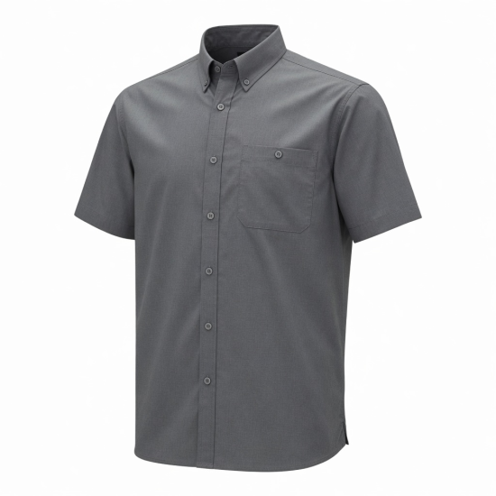 Men's Short Sleeve Woven Tech Shirt Grey