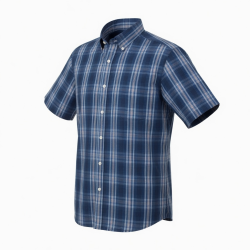 Men's Short Sleeve Plaid Shirt Cotton Navy