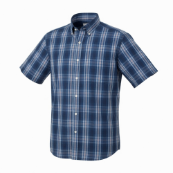 Men's Short Sleeve Plaid Shirt Cotton Navy