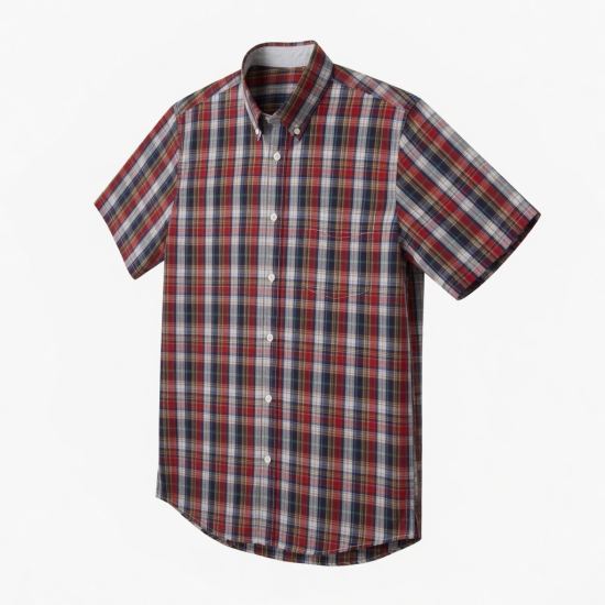 Men's Short Sleeve Plaid Shirt Multi Color