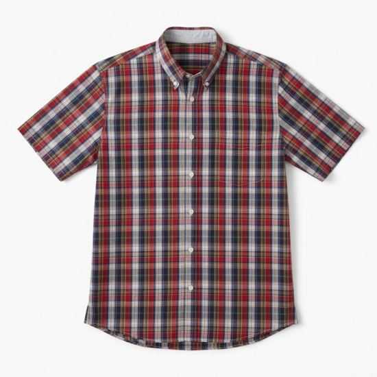 Men's Short Sleeve Plaid Shirt Multi Color