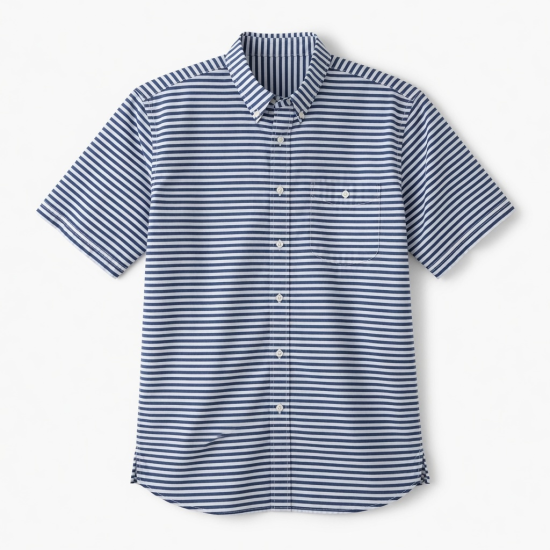 Men's Striped Short Sleeve button down Shirt