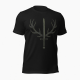 Men's Black Short Sleeve T Shirt, Cotton Poly, Antler Sword Design