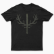 Men's Black Short Sleeve T Shirt, Cotton Poly, Antler Sword Design