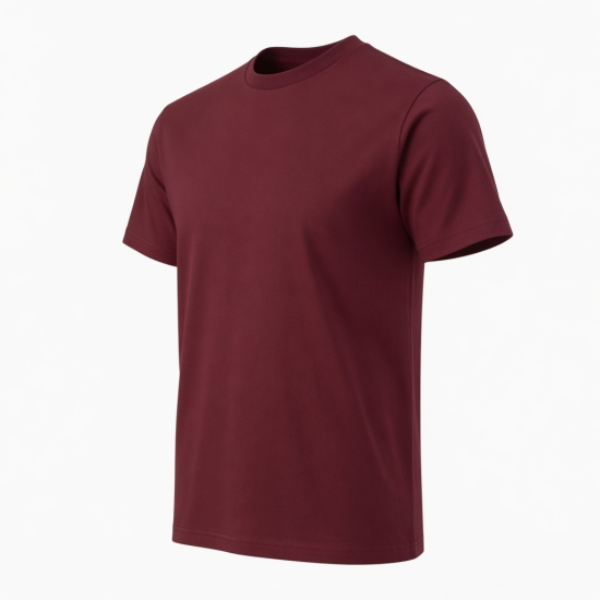 Men's Burgundy Logo T-Shirt Short Sleeve Casual Tee