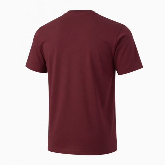 Men's Burgundy Logo T-Shirt Short Sleeve Casual Tee
