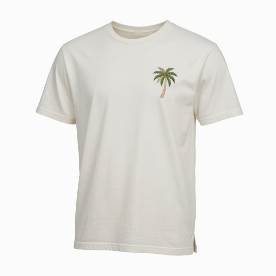 Men's Short Sleeve t-shirt Palm Tree Embroidery