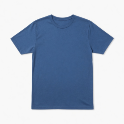 Men's Blue Crew Neck Solid Logo Short Sleeve T-Shirt